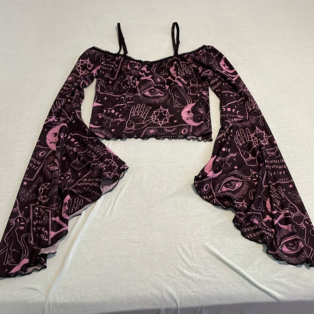 Black and purple witchy top